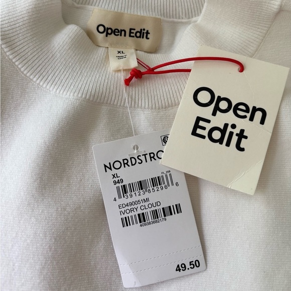 Nordstrom OPEN EDIT Crop Top NWT Small Ivory Cloud (White) Size XL - Picture 3 of 4